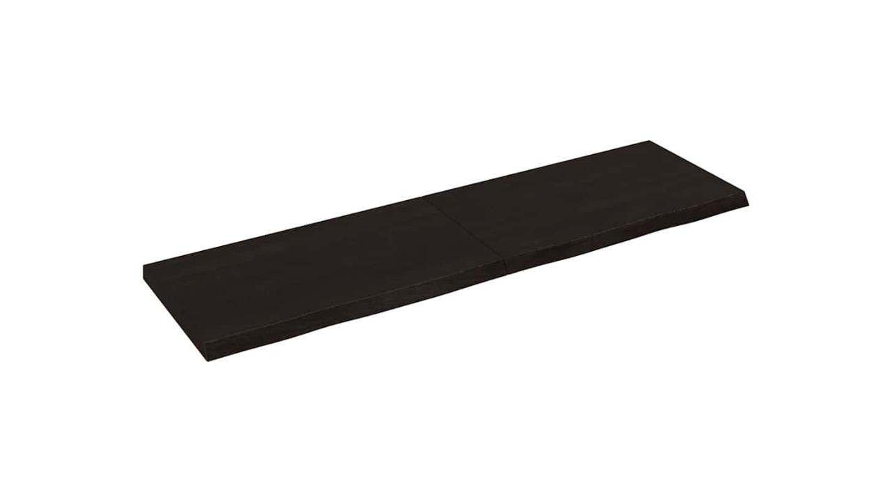 vidaXL Dark Brown Treated Solid Wood Oak 140 x 40 x 2-4cm Wall Shelf