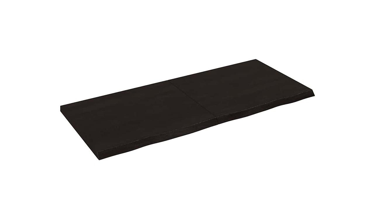 vidaXL Dark Brown Treated Solid Oak Wood 140 x 60 x 4cm Wall Shelf