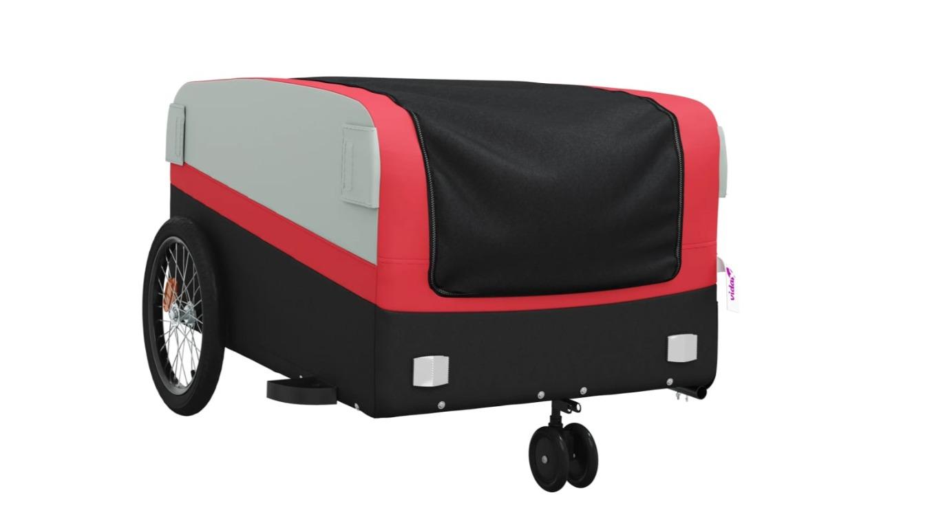vidaXL 45kg Black/Red Iron Bike Trailer - 126 x 63 x 51cm