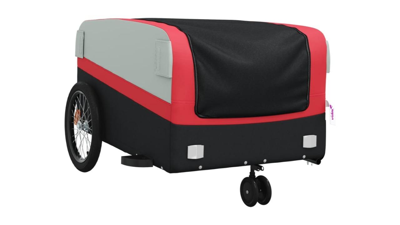 vidaXL 45kg Black/Red Iron Bike Trailer - 138 x 69 x 58cm