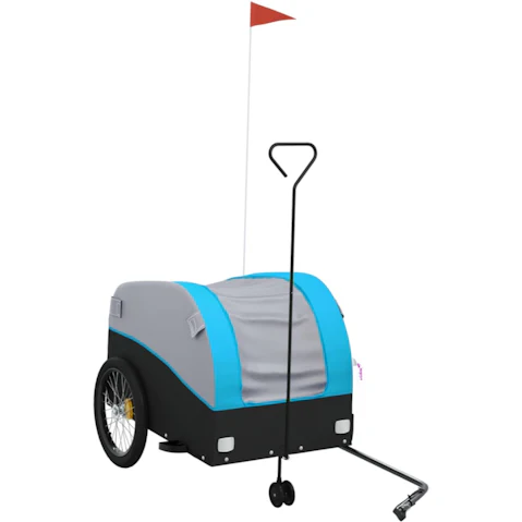 vidaXL 45kg Iron Black/Blue Bike Trailer - 68 x 133 x 68cm