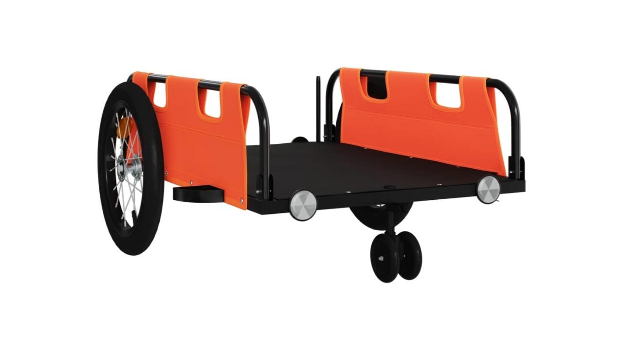 vidaXL Oxford Fabric/Iron Orange Bike Trailer - 124 x 64.5 x 36cm 