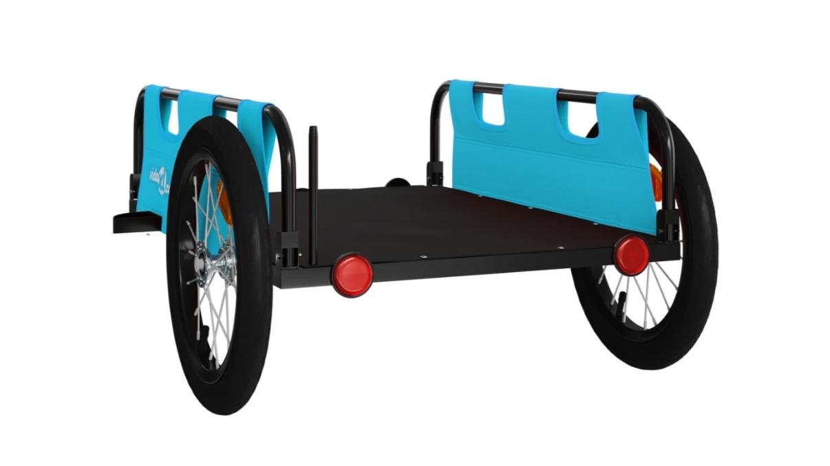 vidaXL Blue Oxford Fabric and Iron Bike Trailer - 124 x 64.5 x 36cm