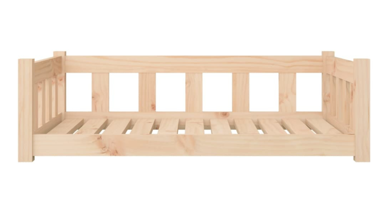 vidaXL Natural Solid Wood Pine Dog Bed - 95.5 x 65.5 x 28cm