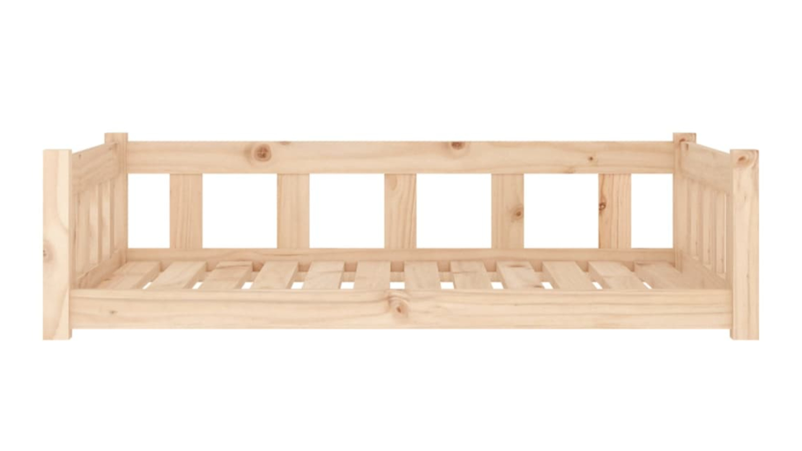 vidaXL Natural Solid Wood Pine Dog Bed - 105.5 x 75.5 x 28cm