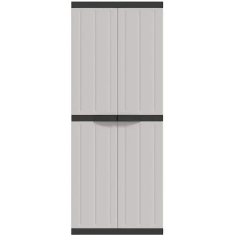 vidaXL Grey/Black Polypropylene Outdoor Storage Cabinet - 65 x 37 x 165cm