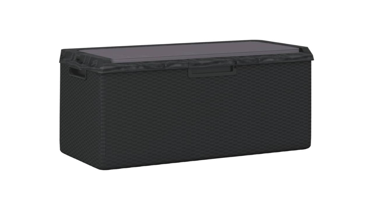 vidaXL Anthracite PP 350 Litre Garden Storage Box with Seat Cushion