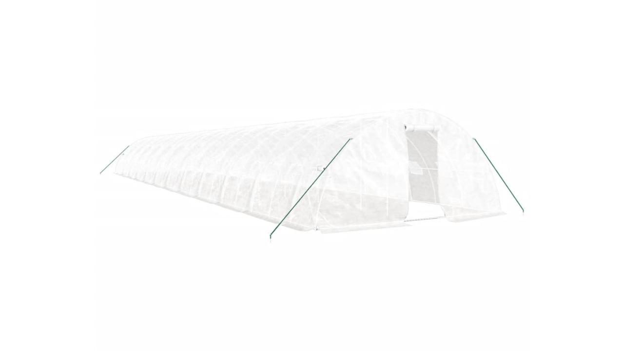 vidaXL White Greenhouse with 120 SQM Steel Frame - 24 x 5 x 2.3metre