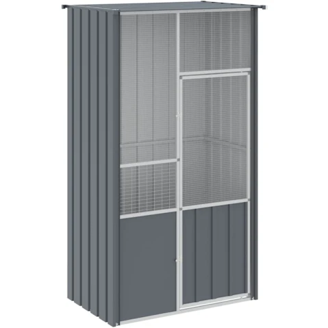 vidaXL Galvanised Steel 115 x 78 x 200cm Bird Cage - Anthracite
