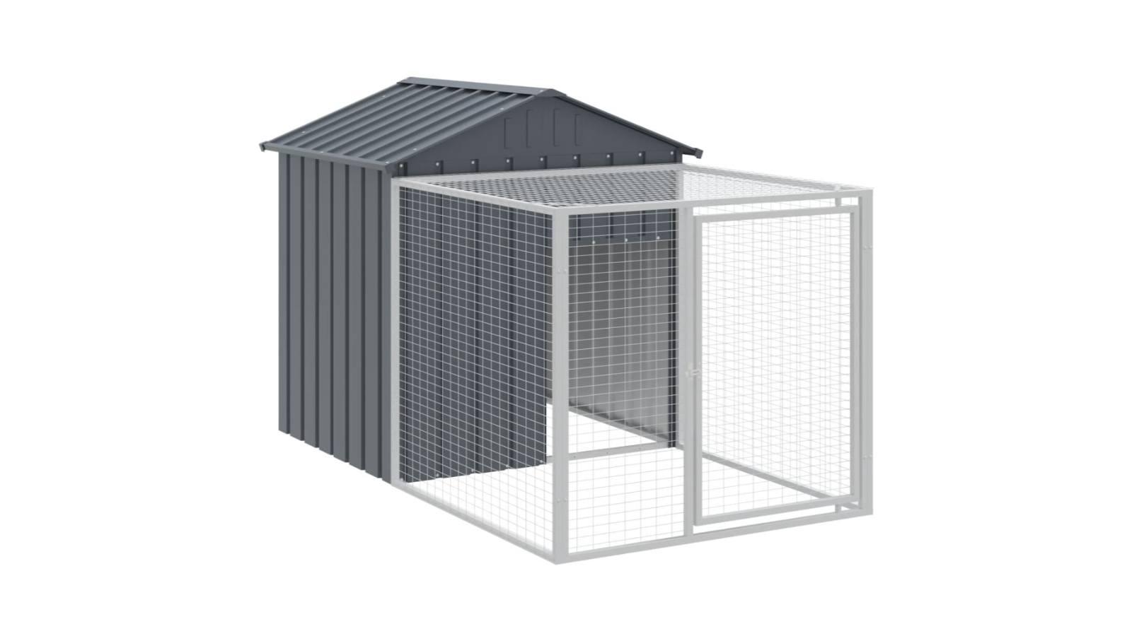 vidaXL Galvanised Steel Anthracite Chicken Cage with Run - 117 x 201 x 123cm 