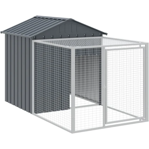vidaXL Galvanised Steel Anthracite Chicken Cage with Run - 117 x 201 x 123cm