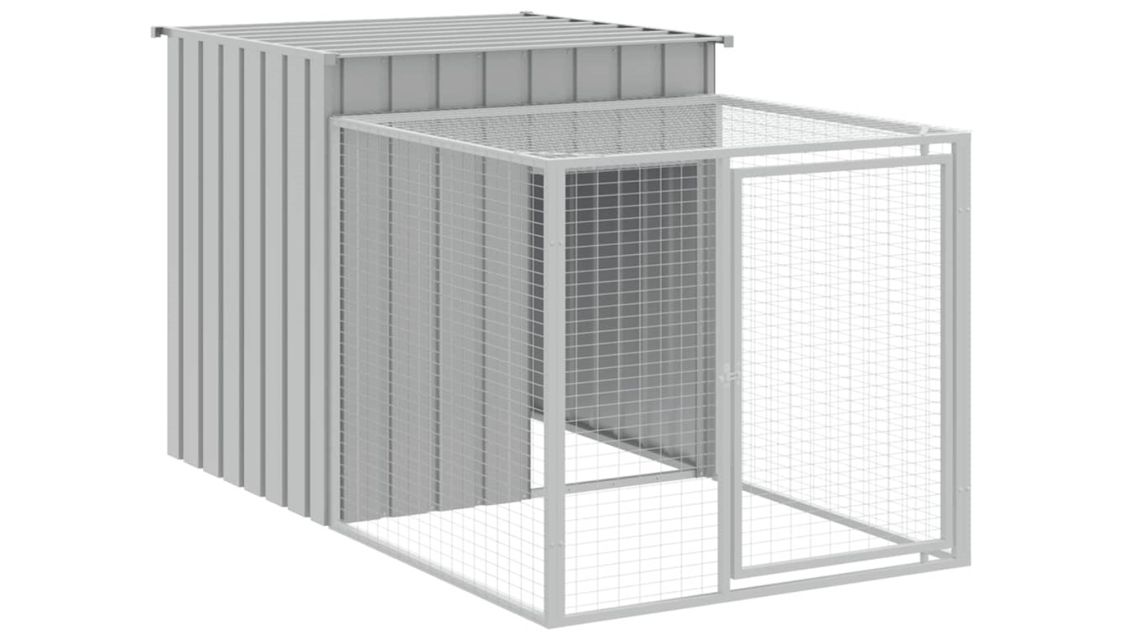 vidaXL Galvanised Steel 110 x 201 x 110cm Run Chicken Cage - Light Grey