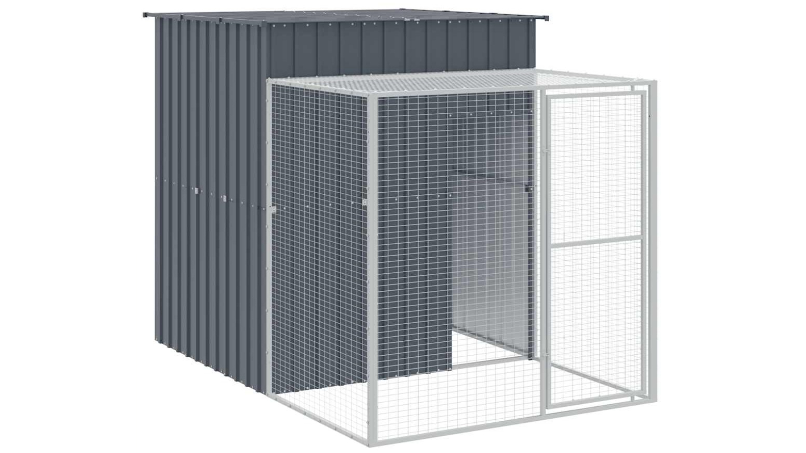 vidaXL Anthracite Galvanised Steel Chicken Cage with Run - 165 x 251 x 181cm
