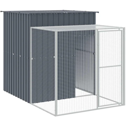 vidaXL Anthracite Galvanised Steel Chicken Cage with Run - 165 x 251 x 181cm