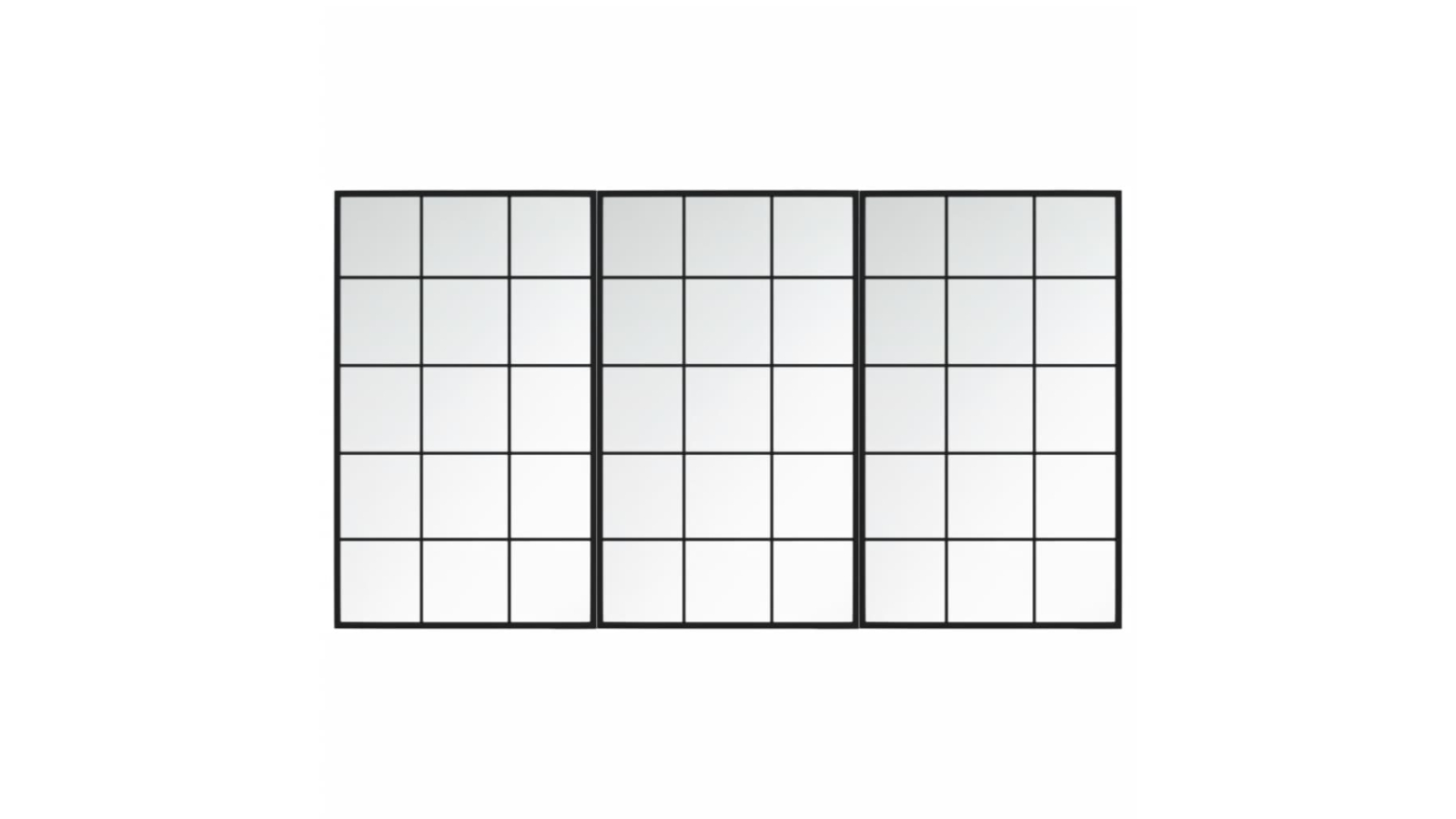 vidaXL 3 Piece Black Metal 100 x 60cm Wall Mirror