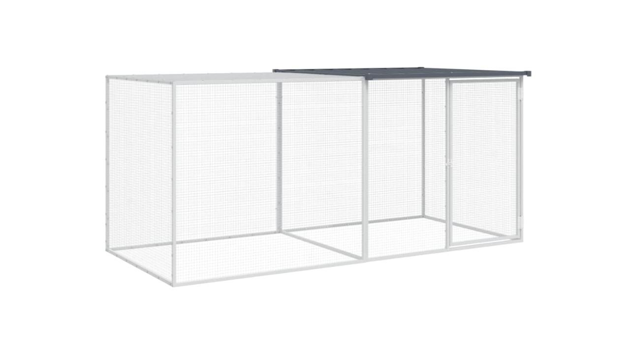 vidaXL Galvanised Steel Anthracite Chicken Cage with Roof and Door - 203 x 98 x 90cm
