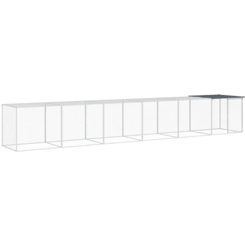 vidaXL Galvanised Steel Anthracite Chicken Cage with Roof and Door - 603 x 98 x 90cm