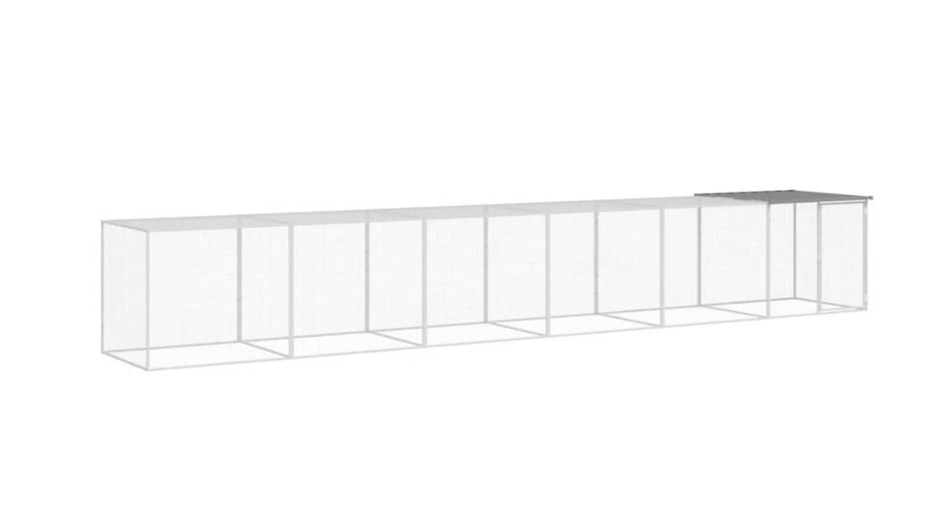 vidaXL Galvanised Steel Light Grey Chicken Cage with Roof and Door - 603 x 98 x 90cm
