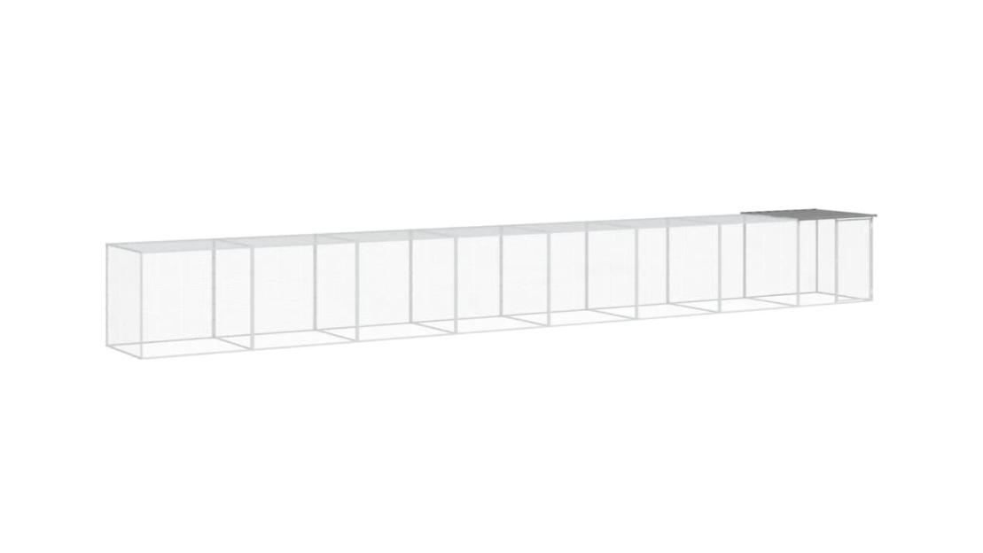 vidaXL Galvanised Steel Light Grey Chicken Cage with Roof - 803 x 98 x 90cm