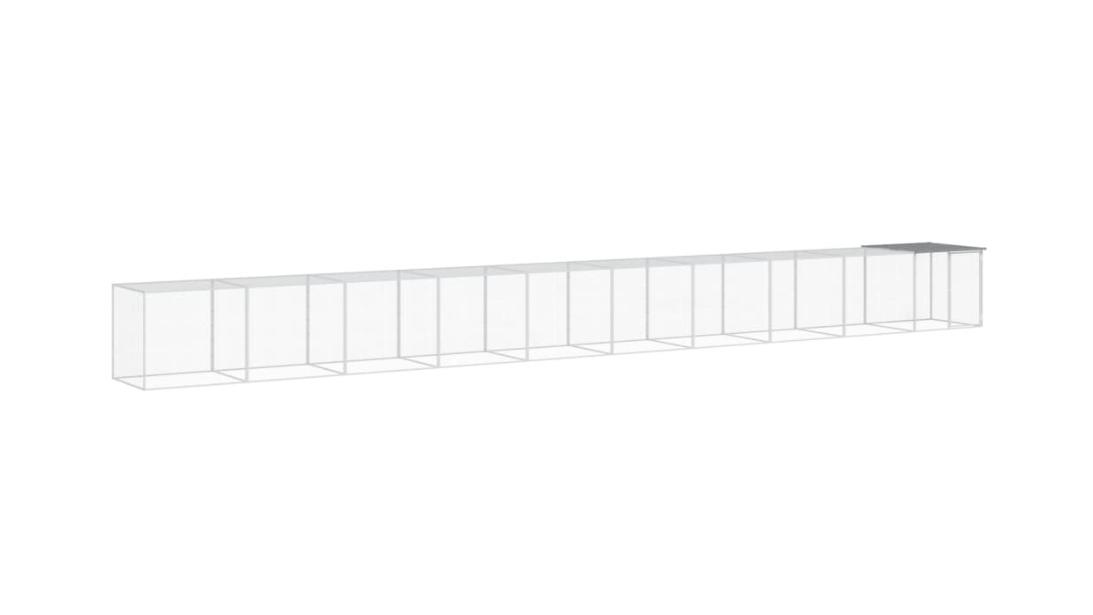 vidaXL Galvanised Steel Light Grey Chicken Cage with Roof and Door - 1003 x 98 x 90cm