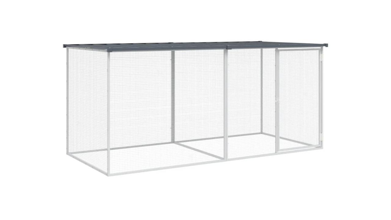 vidaXL Galvanised Steel Anthracite Chicken Cage with Roof - 203 x 98 x 90cm