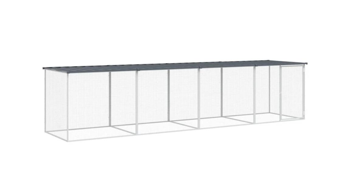 vidaXL Galvanised Steel Anthracite Chicken Cage with Roof and Door - 403 x 98 x 90cm