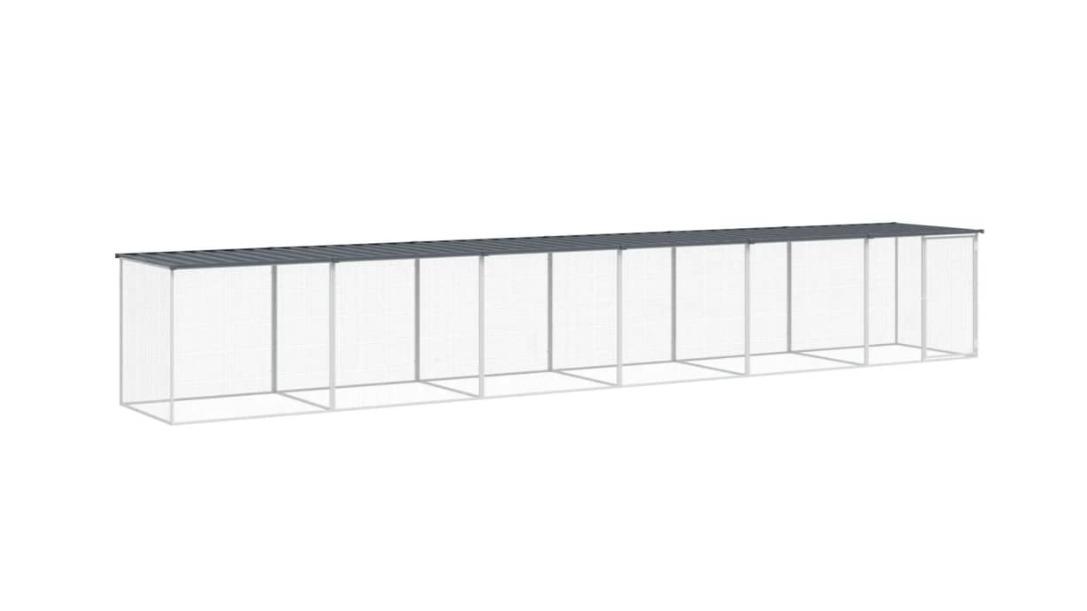 vidaXL Galvanised Steel Anthracite Chicken Cage with Roof - 603 x 98 x 90cm