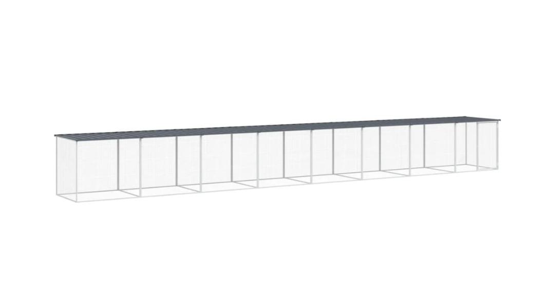 vidaXL Galvanised Steel Anthracite Chicken Cage with Roof and Door - 803 x 98 x 90cm