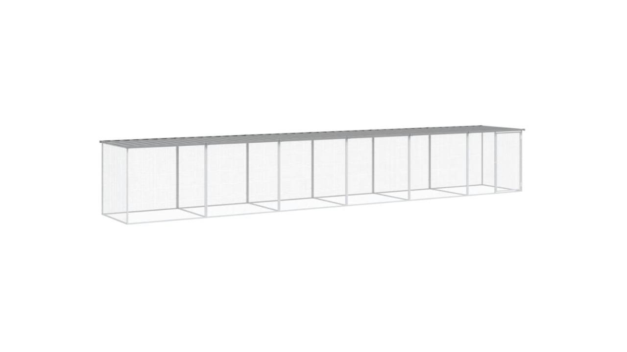 vidaXL Galvanised Steel Light Grey Chicken Cage with Roof - 603 x 98 x 90cm