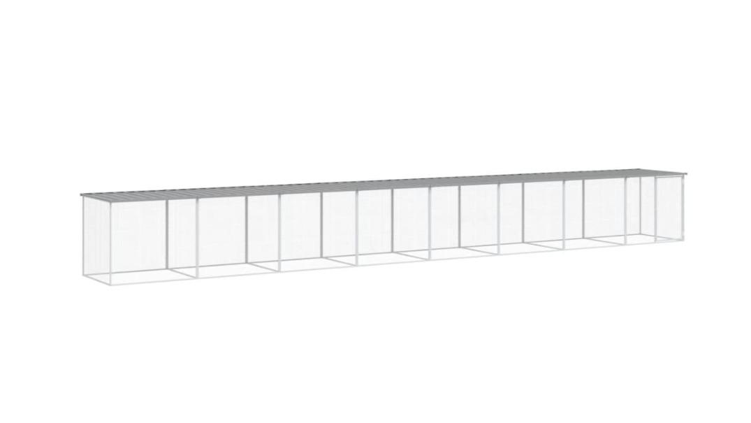 vidaXL Galvanised Steel Light Grey Chicken Cage with Roof and Door - 803 x 98 x 90cm
