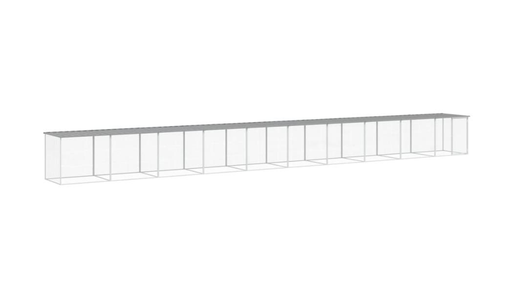 vidaXL Galvanised Steel Light Grey Chicken Cage with Roof - 1003 x 98 x 90cm