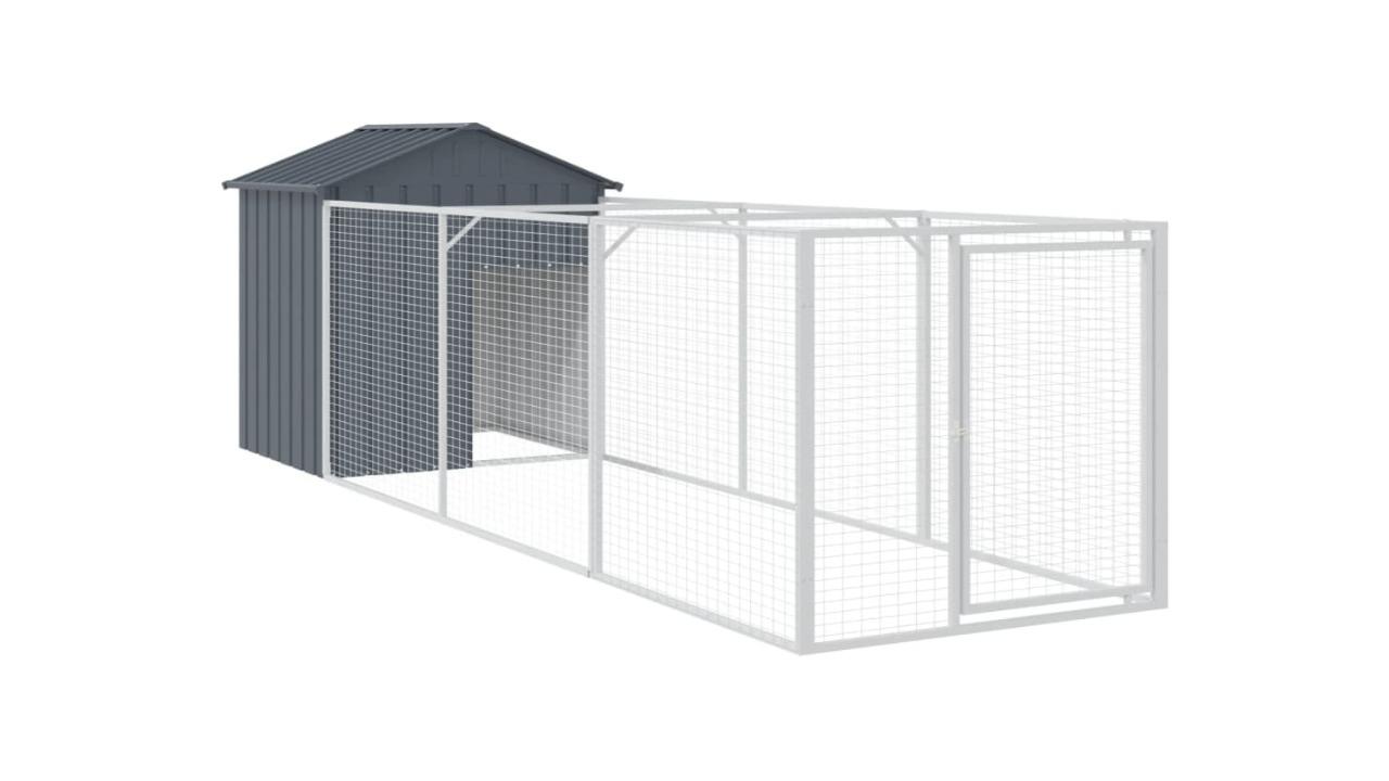 vidaXL Anthracite Galvanised Steel Dog House with Roof - 117 x 405 x 123cm
