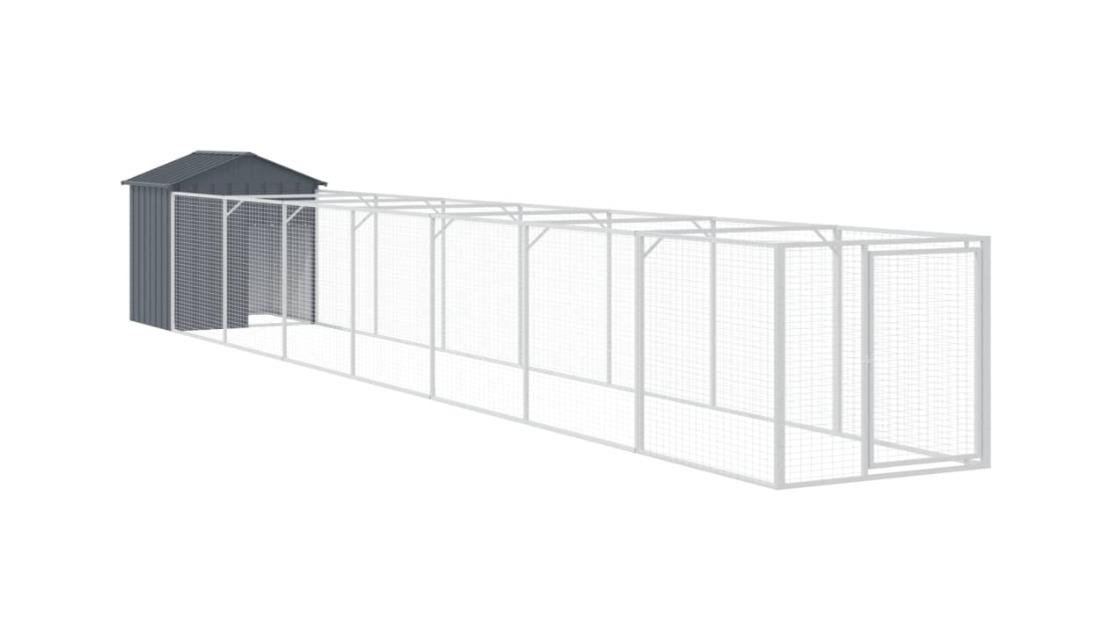 vidaXL Anthracite Galvanised Steel Dog House with Roof - 117 x 813 x 123cm