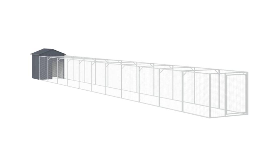 vidaXL Anthracite Galvanised Steel Dog House with Roof - 117 x 1221 x 123cm