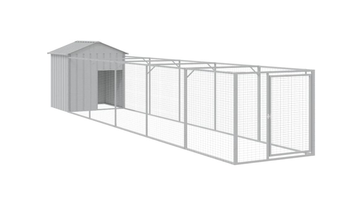 vidaXL Light Grey Galvanised Steel Dog House with Roof - 117 x 609 x 123cm