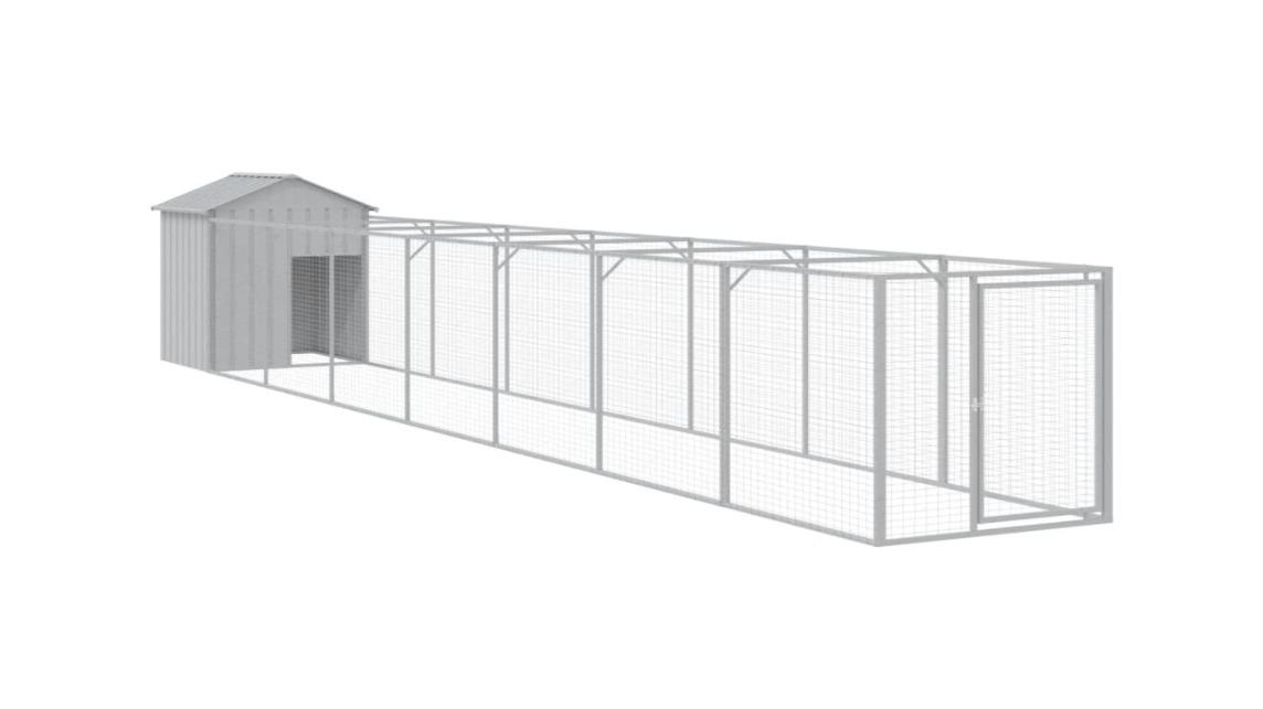 vidaXL Light Grey Galvanised Steel Dog House with Roof - 117 x 813 x 123cm