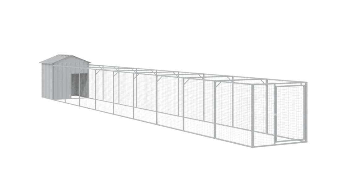 vidaXL Light Grey Galvanised Steel Dog House with Roof - 117 x 1017 x 123cm