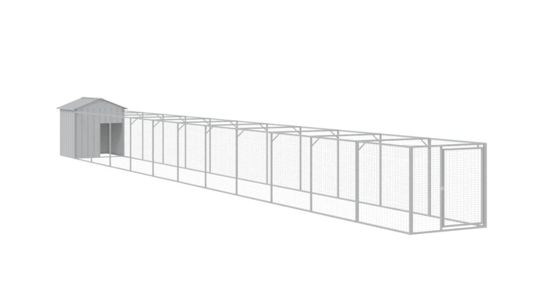 vidaXL Light Grey Galvanised Steel Dog House with Roof - 117 x 1221 x 123cm