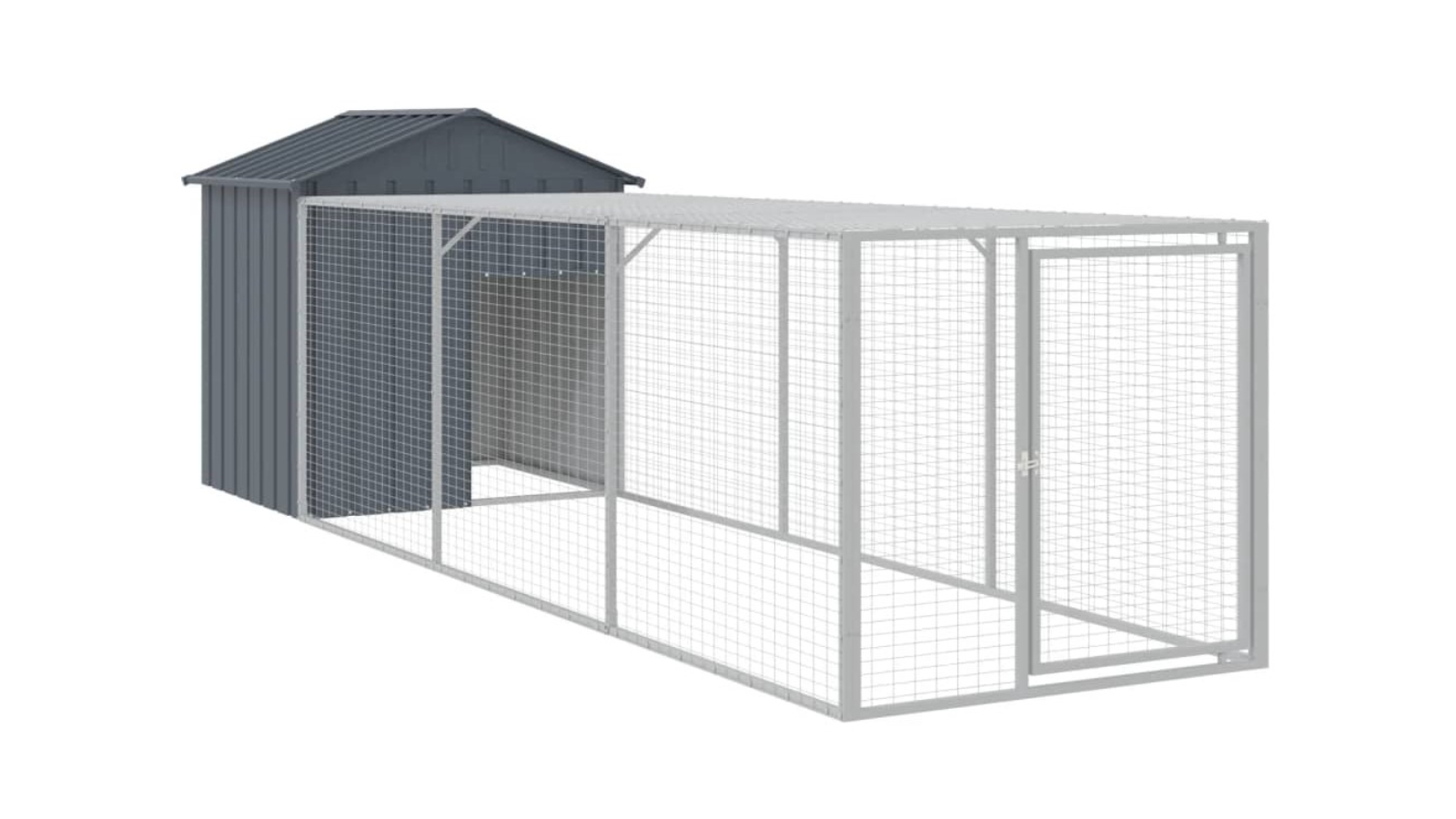 vidaXL Galvanised Steel Anthracite Chicken Cage with Run - 117 x