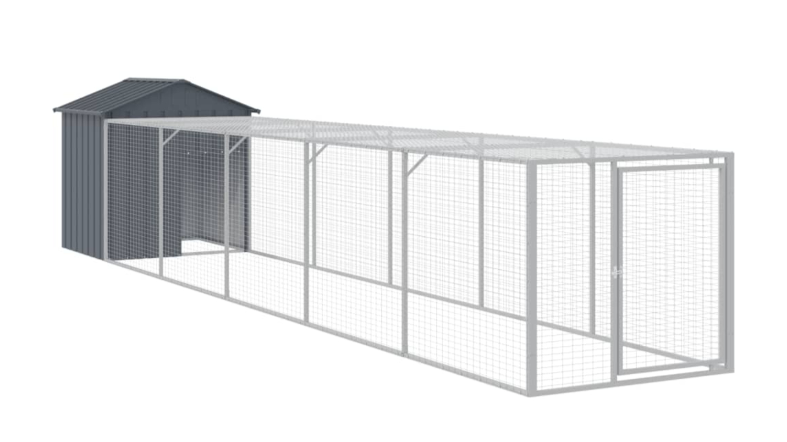 vidaXL Galvanised Steel Anthracite Chicken Cage with Run - 117 x 609 x 123cm