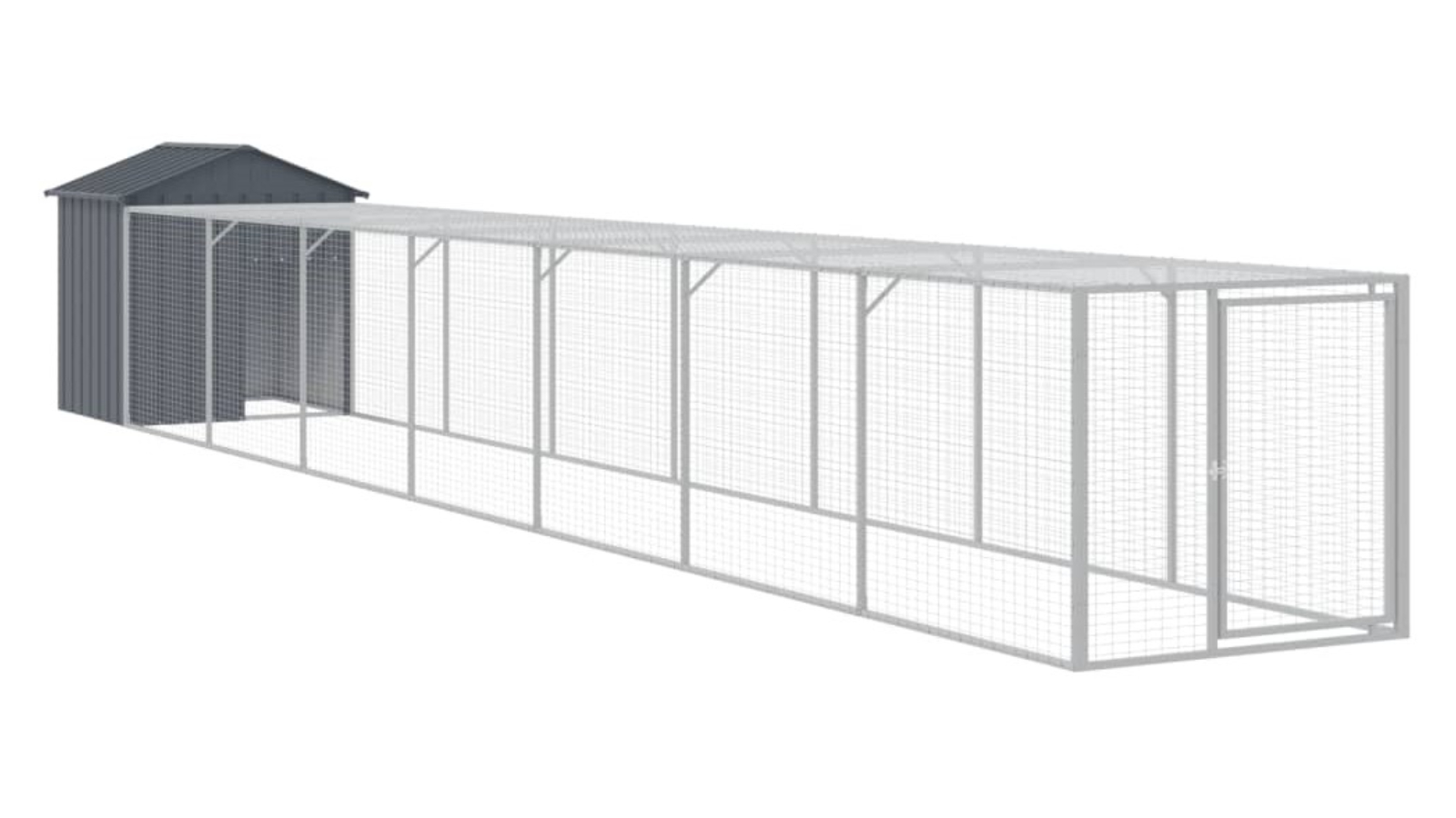 vidaXL Galvanised Steel Anthracite Chicken Cage with Run - 117 x 813 x 123cm