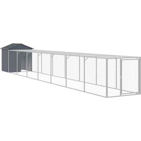 vidaXL Galvanised Steel Anthracite Chicken Cage with Run - 117 x 813 x 123cm