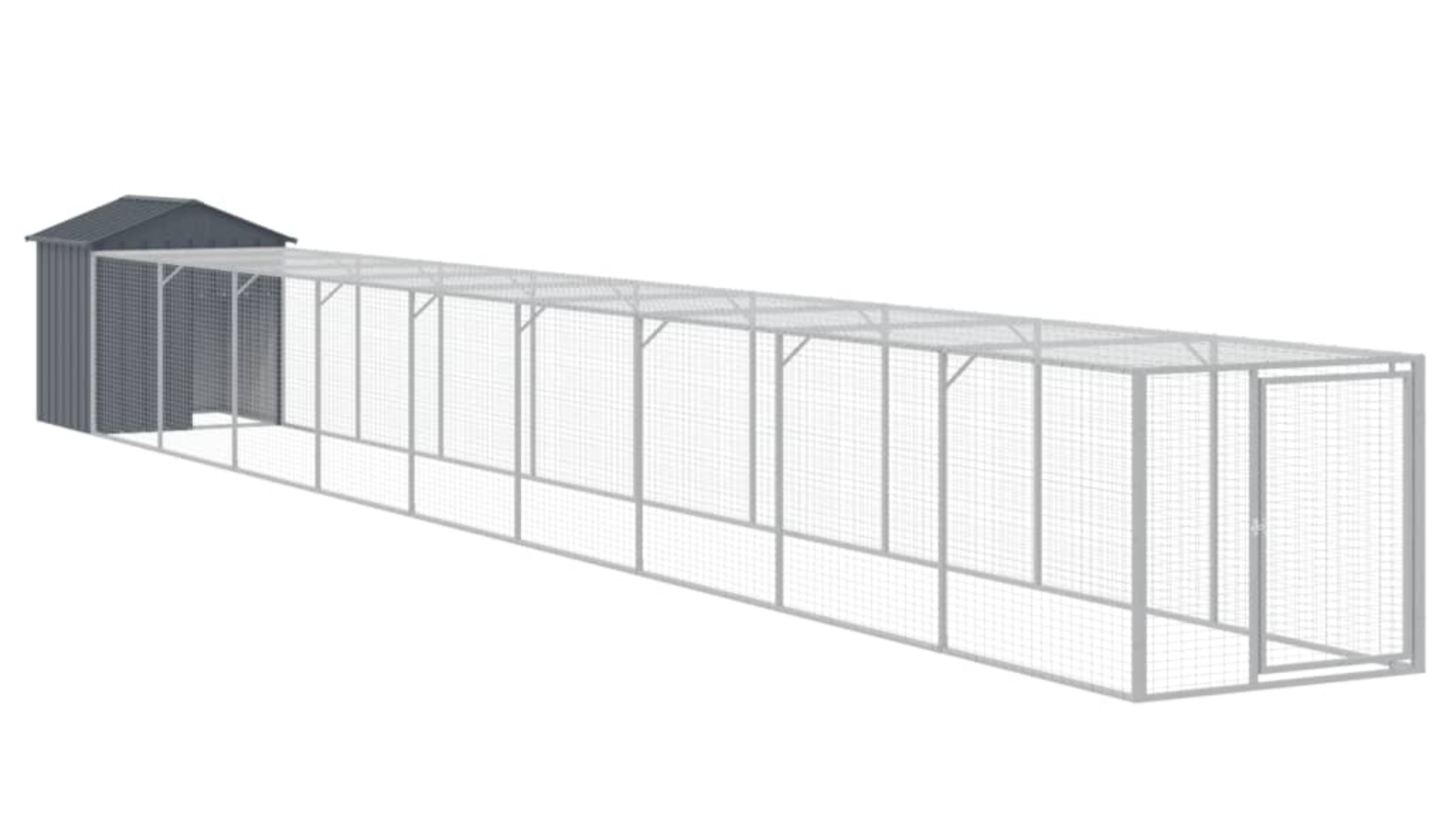 vidaXL Galvanised Steel Anthracite Chicken Cage with Run - 117 x 1017 x 123cm