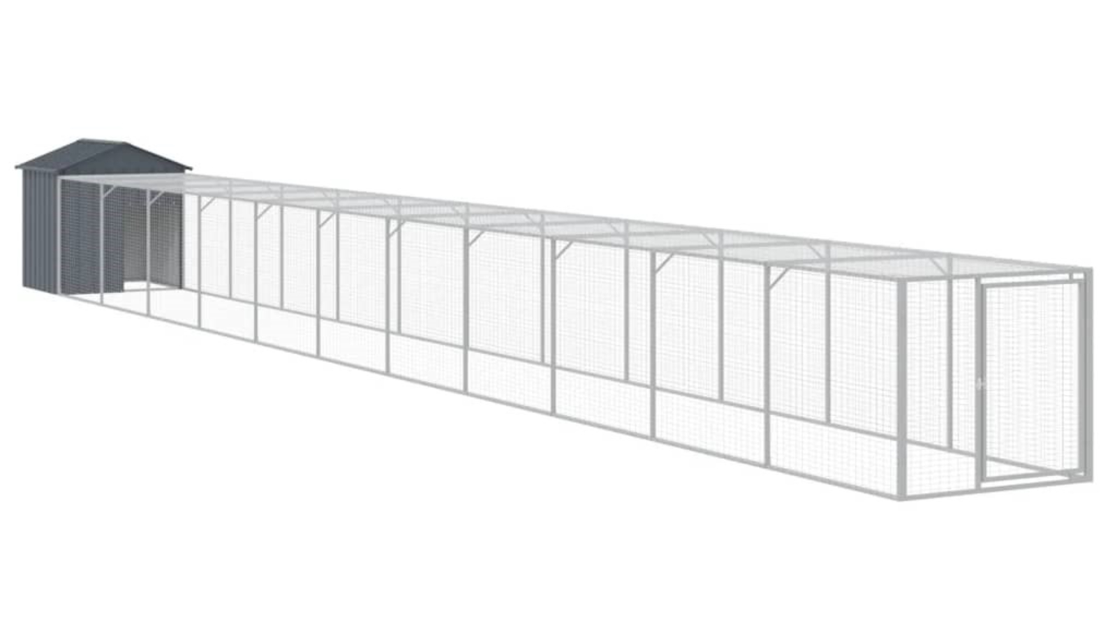 vidaXL Galvanised Steel Anthracite Chicken Cage with Run - 117 x 1221 x 123cm