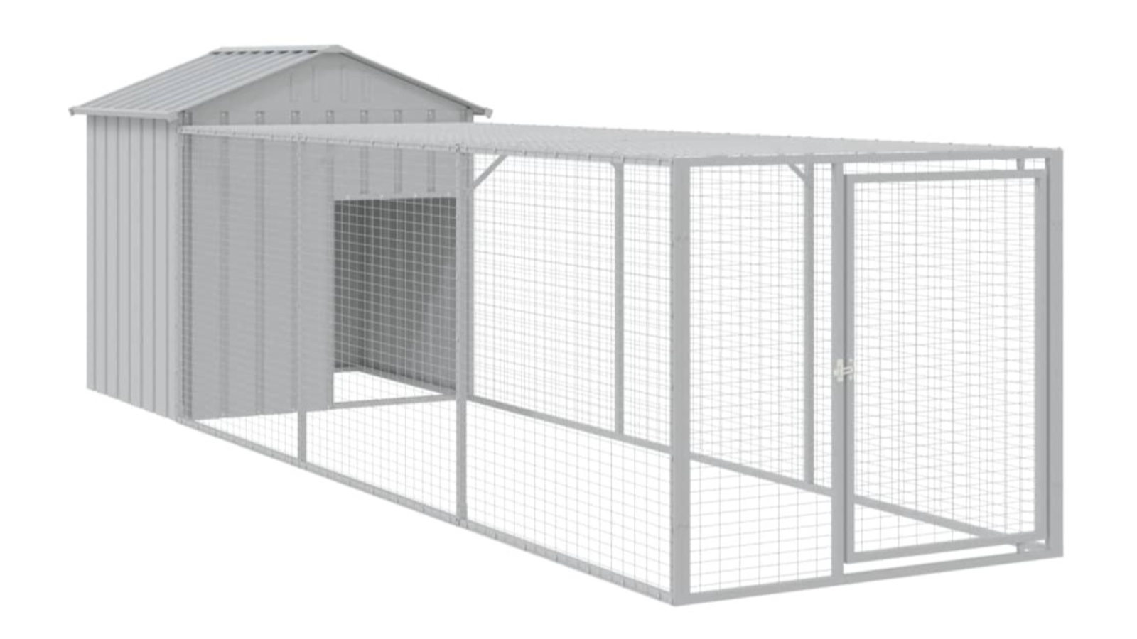 vidaXL Galvanised Steel Light Grey Chicken Cage with Run - 117 x 405 x 123cm