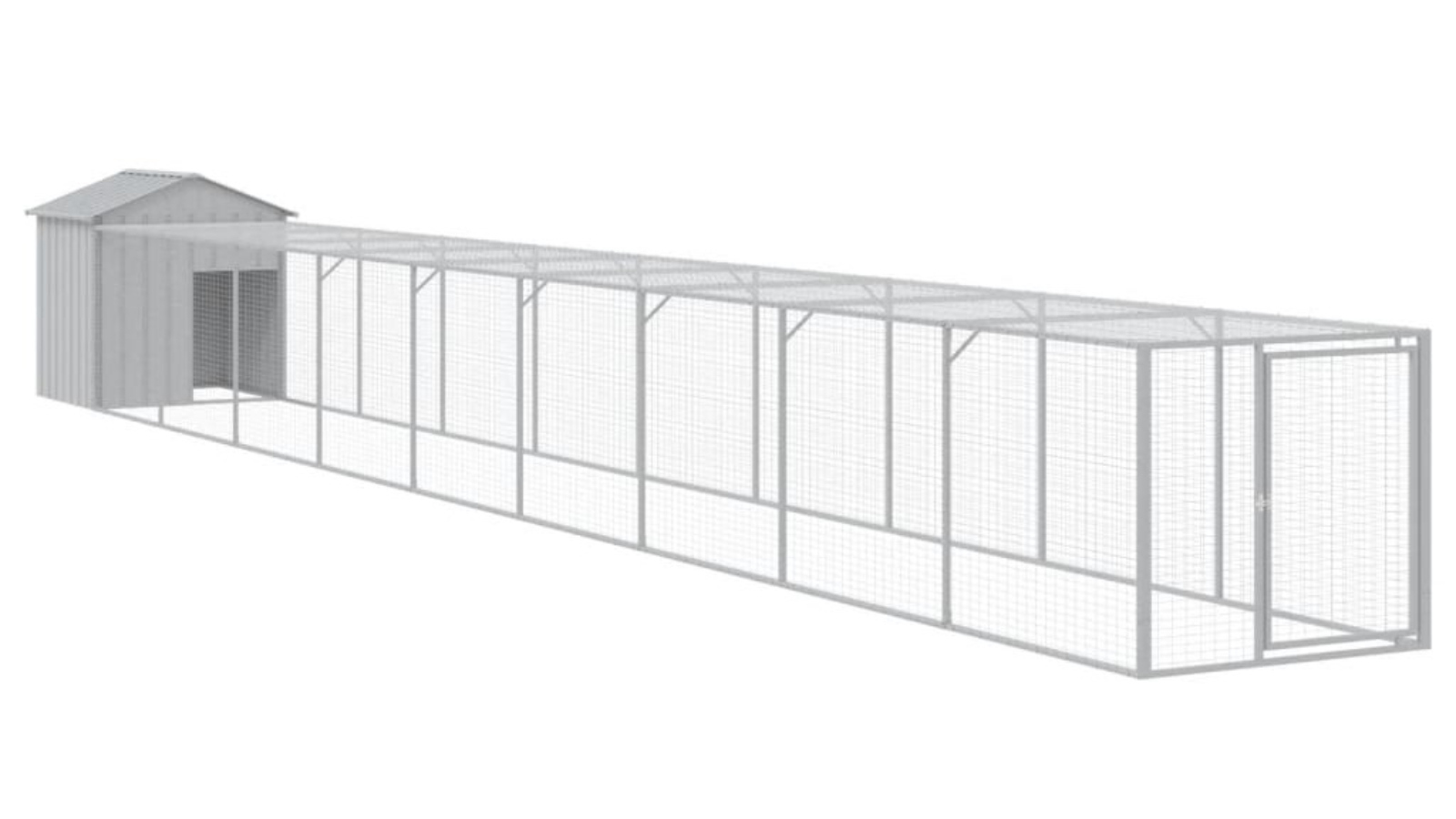vidaXL Galvanised Steel Light Grey Chicken Cage with Run - 117 x 1017 x 123cm