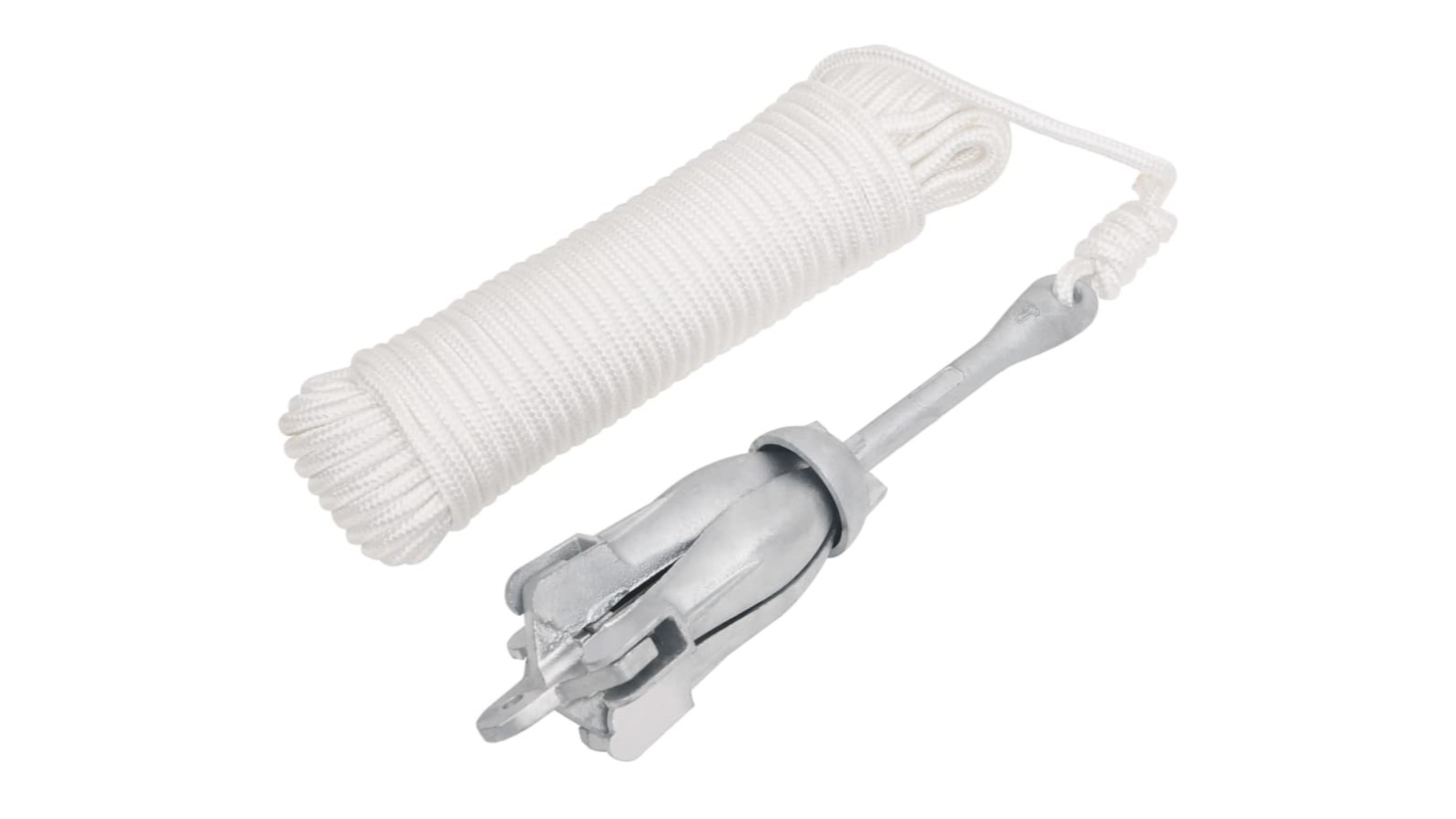 vidaXL Malleable Iron Silver Folding Anchor with Rope - 3.2kg