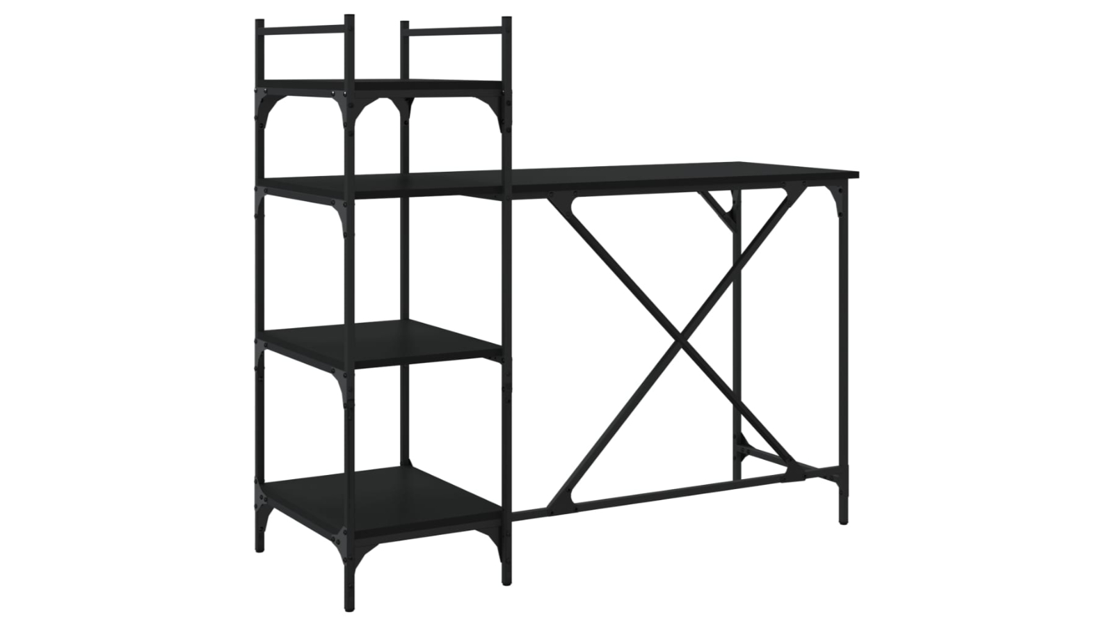vidaXL Black 120 x 47 x 109cm Computer Desk with Shelve