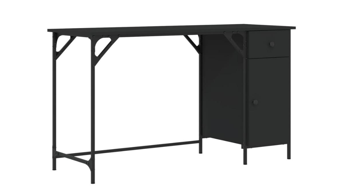 vidaXL Engineered Wood Black 131 x 48 x 75cm Computer Desk