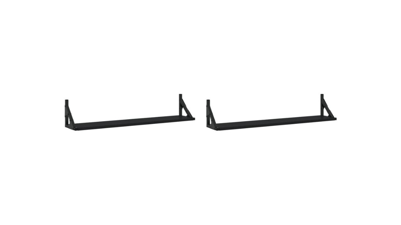 vidaXL 2 Piece Black Engineered Wood 80 x 15 x 15.5cm Wall Shelves